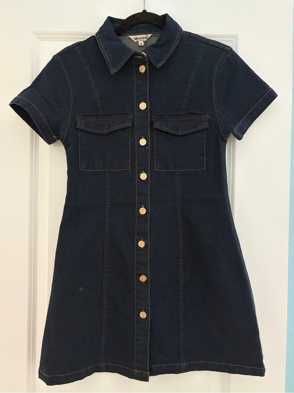 Vigoss Dark Blue Denim Mini Dress